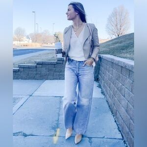 BlankNYC Taupe Faux Leather Moto Jacket